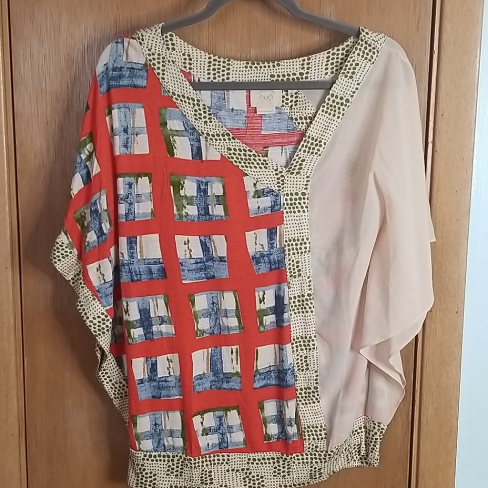 Anthropologie Vanessa Virginia Mixed Media Top M